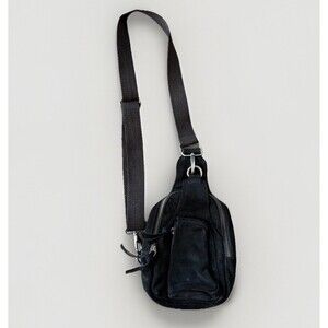 Free People Hudson Black Sling Bag Leather Suede Crossbody Boho Hippie